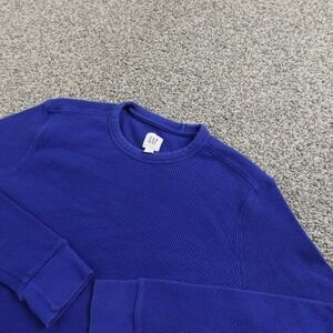 Gap Shirt Mens S Blue Waffle Knit Thermal Crewneck Long Sleeve Outdoor Casual
